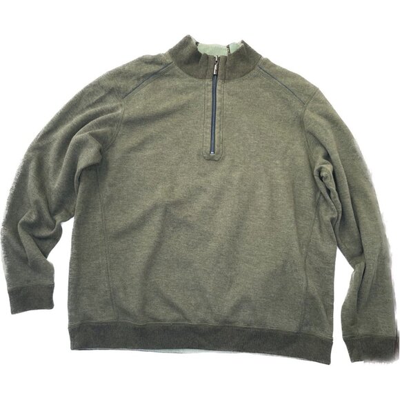 Tommy Bahama Sweater Mens XXL Green Reversible 1/4 Zip Casual Pullover Top - Picture 2 of 7